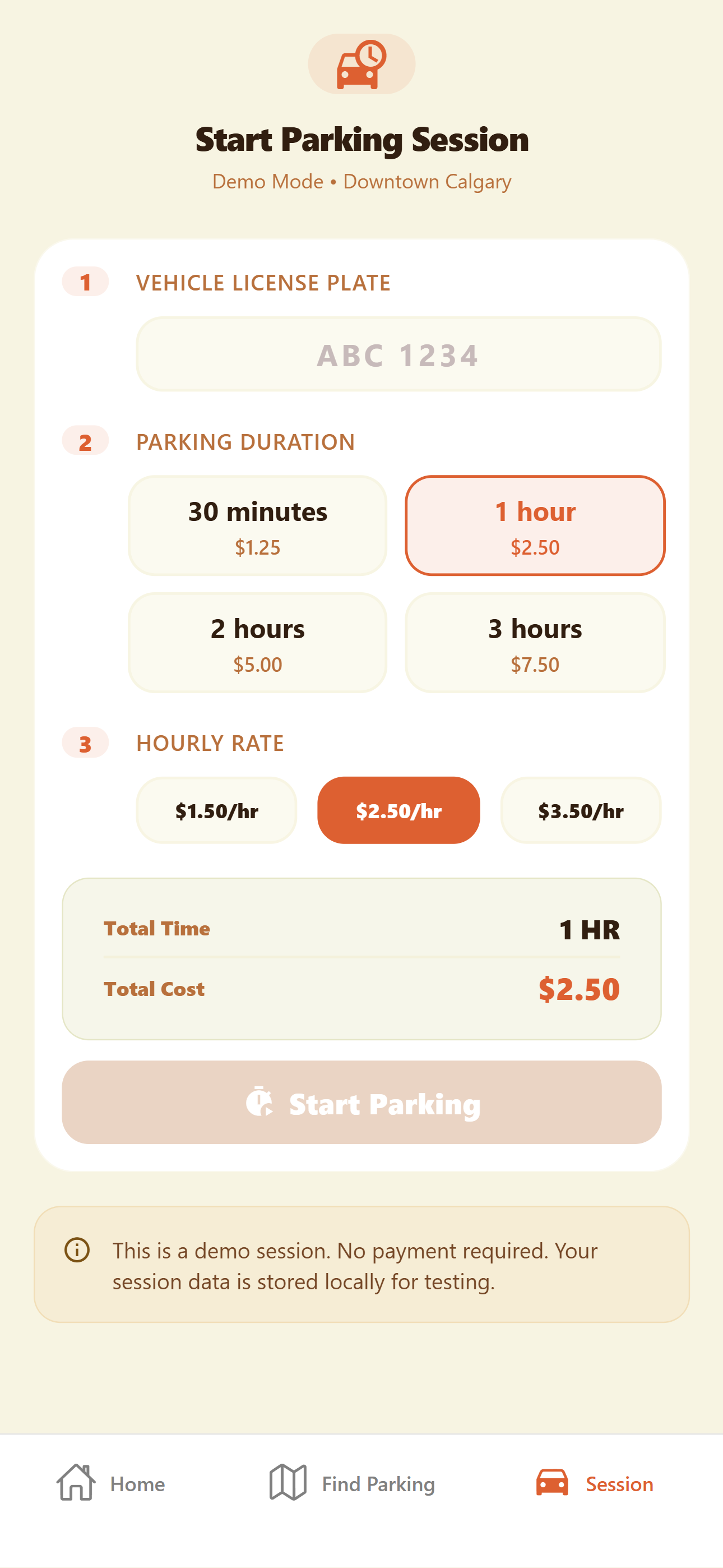 Live session tracking with zone-based rates
